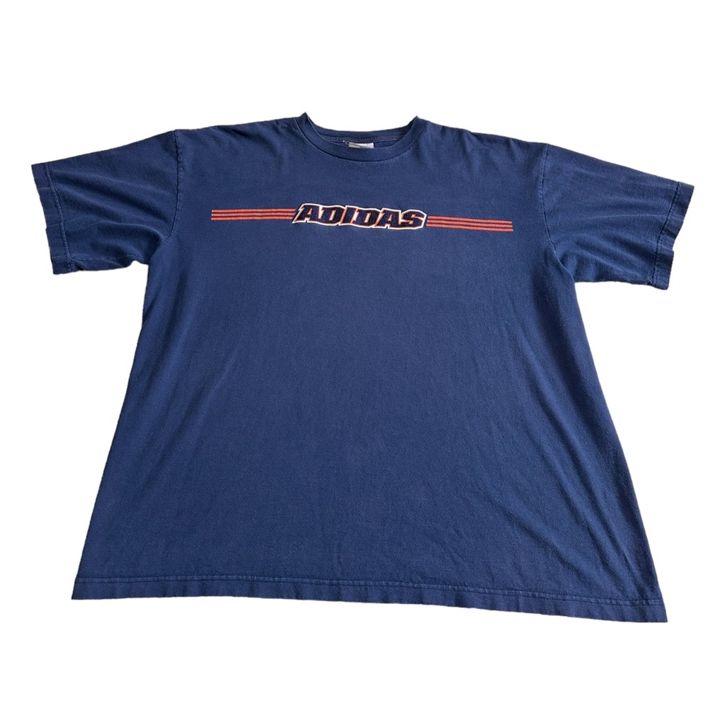 Adidas Retro Blue and Orange Logo T-Shirt, Size XL